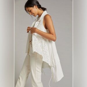 100% Cotton Anthropologie Forever that Girl Ivory Eyelet Detail Women's Vest/Top
